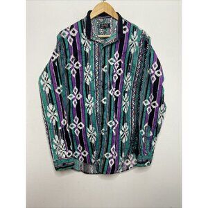Vtg Ruddock Bros Western Button Shirt Striped  Men L Aztec Southwestern